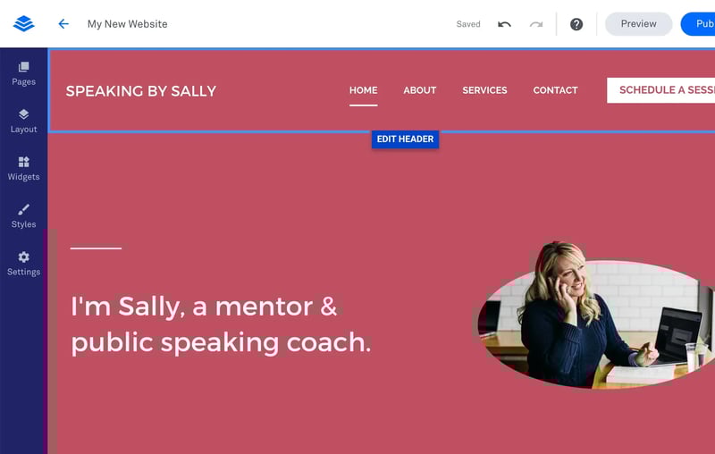 Screenshot of creating a new website in Leadpages